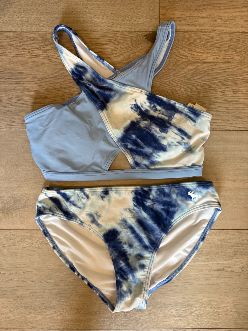 abercrombie kids Blue Tie-Dye Cross-Back Bikini Set